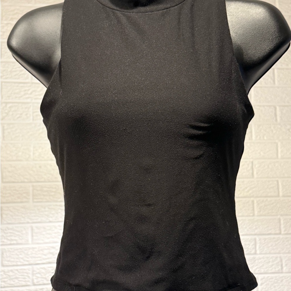 Pink Rose Black Fitted Tank Top